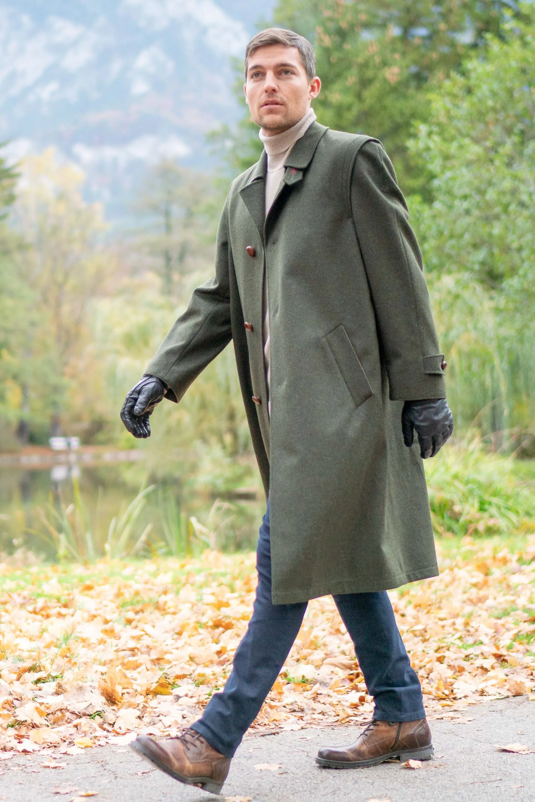 Sud Tiroler - Men's Loden Green Overcoat with zip out lining