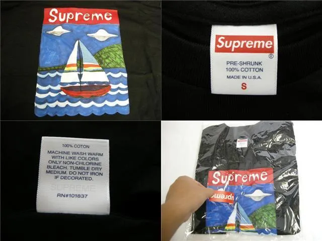 Supreme  |20SS◆Supreme◆Size S◆Sailboat Tee Short-sleeved T-Shirt Black