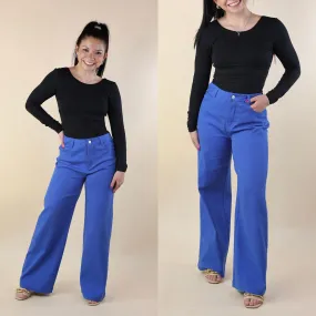 The Best Cropped Wide Leg Jeans In Royal Blue