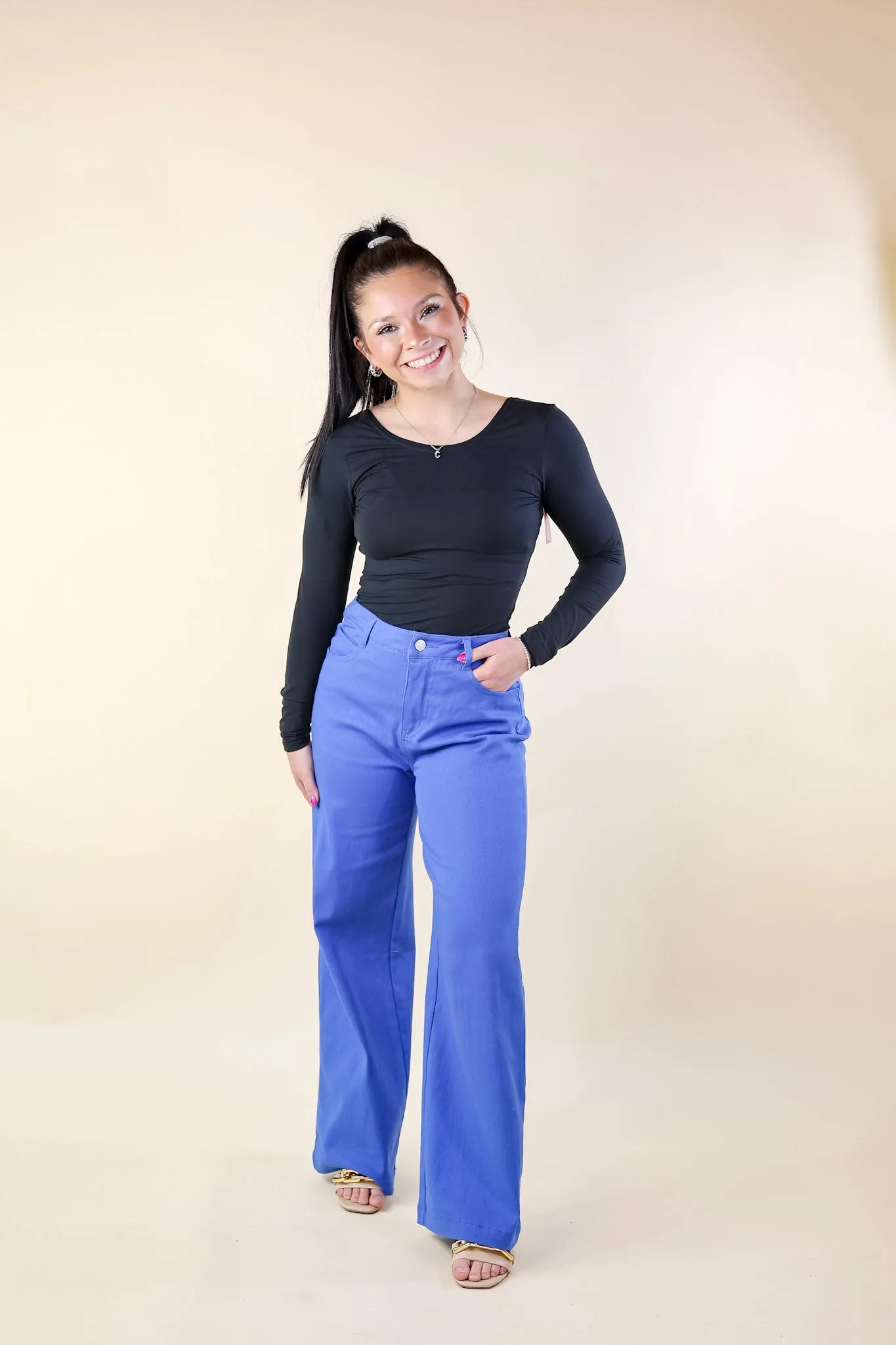 The Best Cropped Wide Leg Jeans In Royal Blue