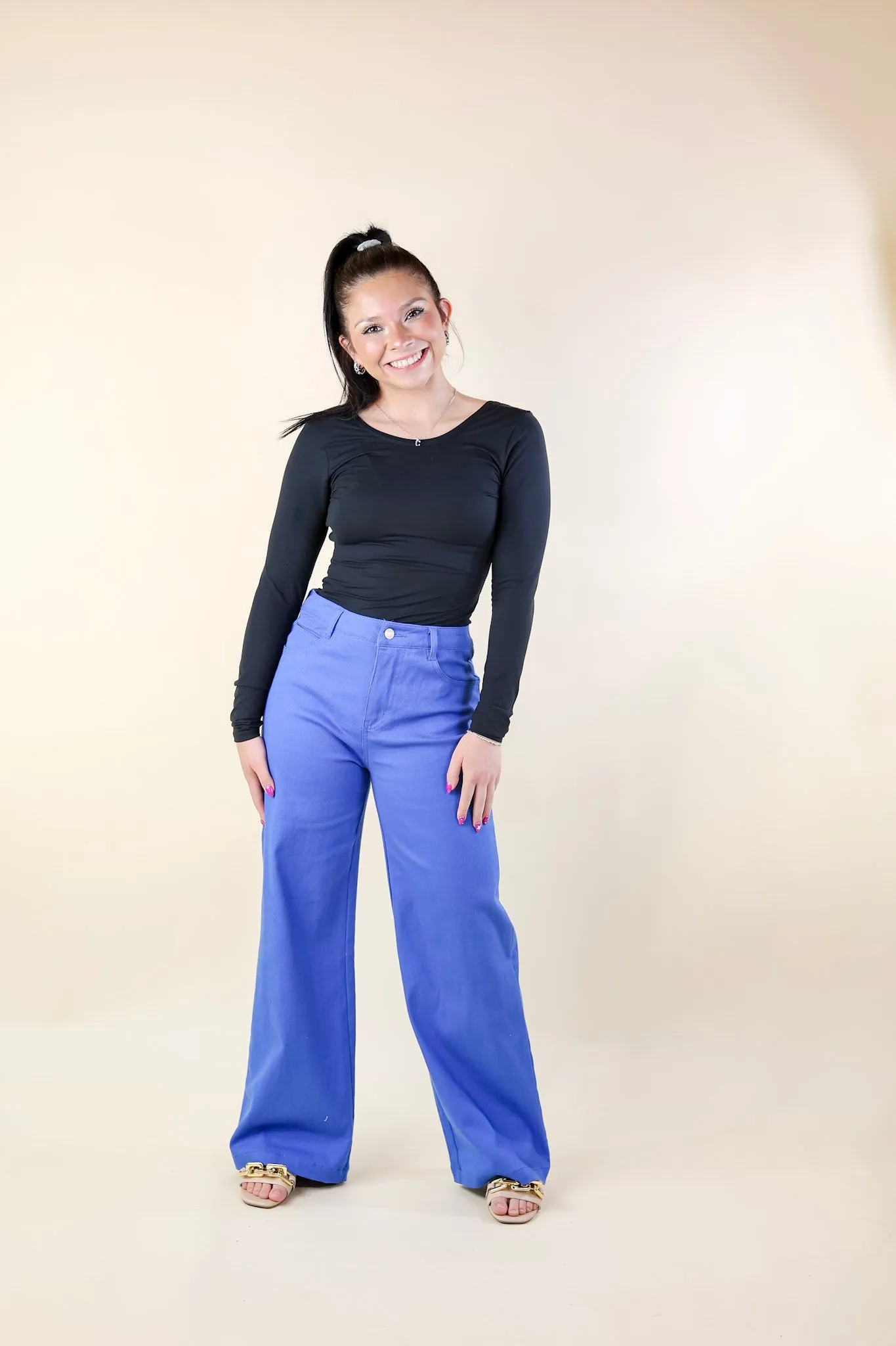 The Best Cropped Wide Leg Jeans In Royal Blue