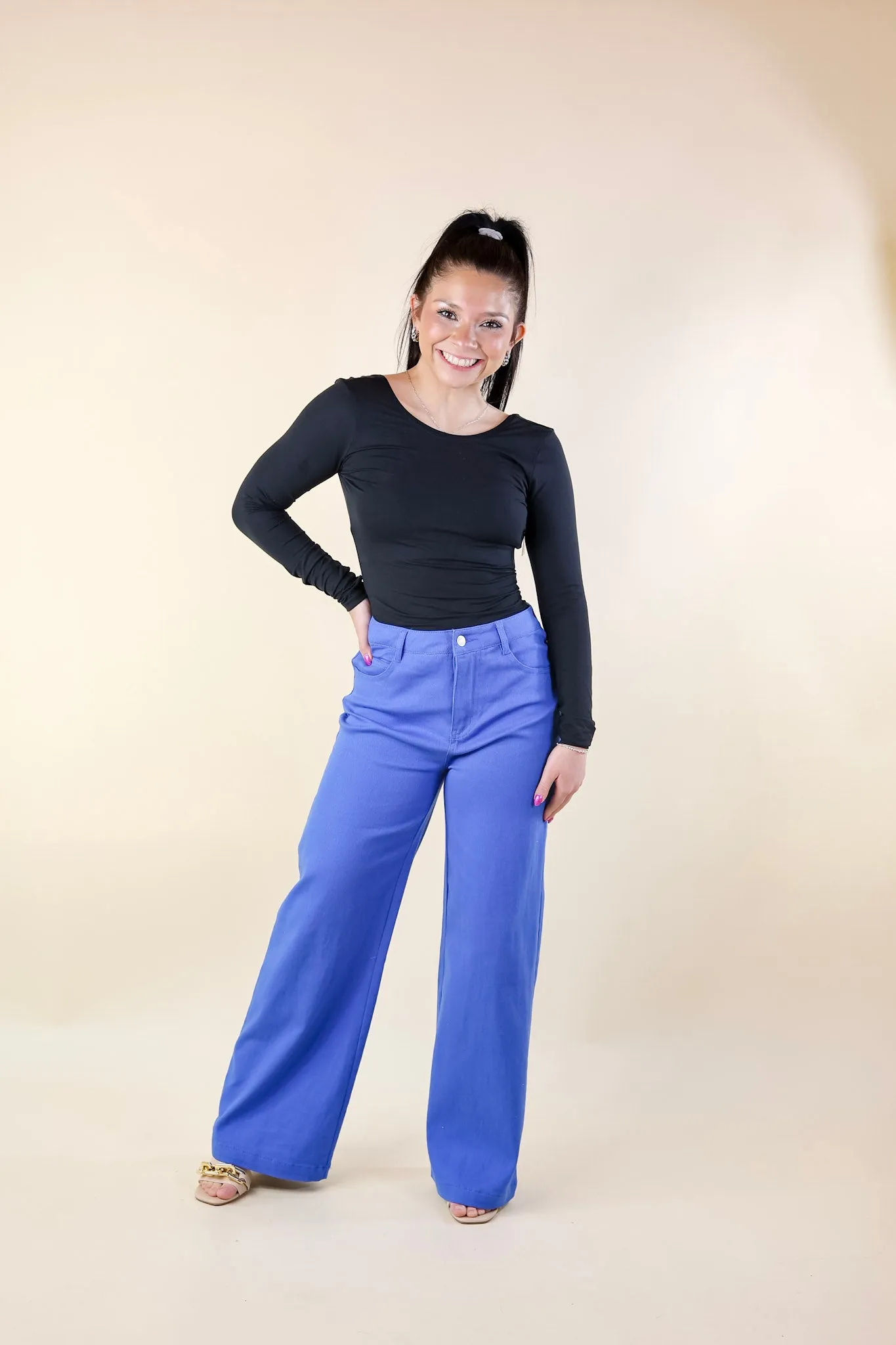 The Best Cropped Wide Leg Jeans In Royal Blue