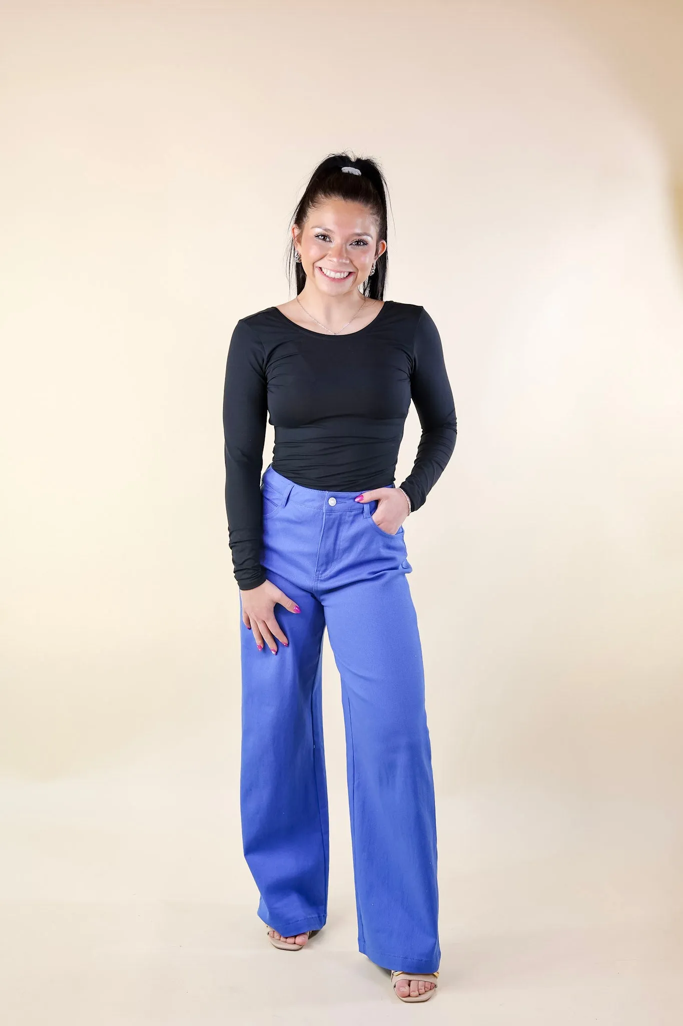 The Best Cropped Wide Leg Jeans In Royal Blue