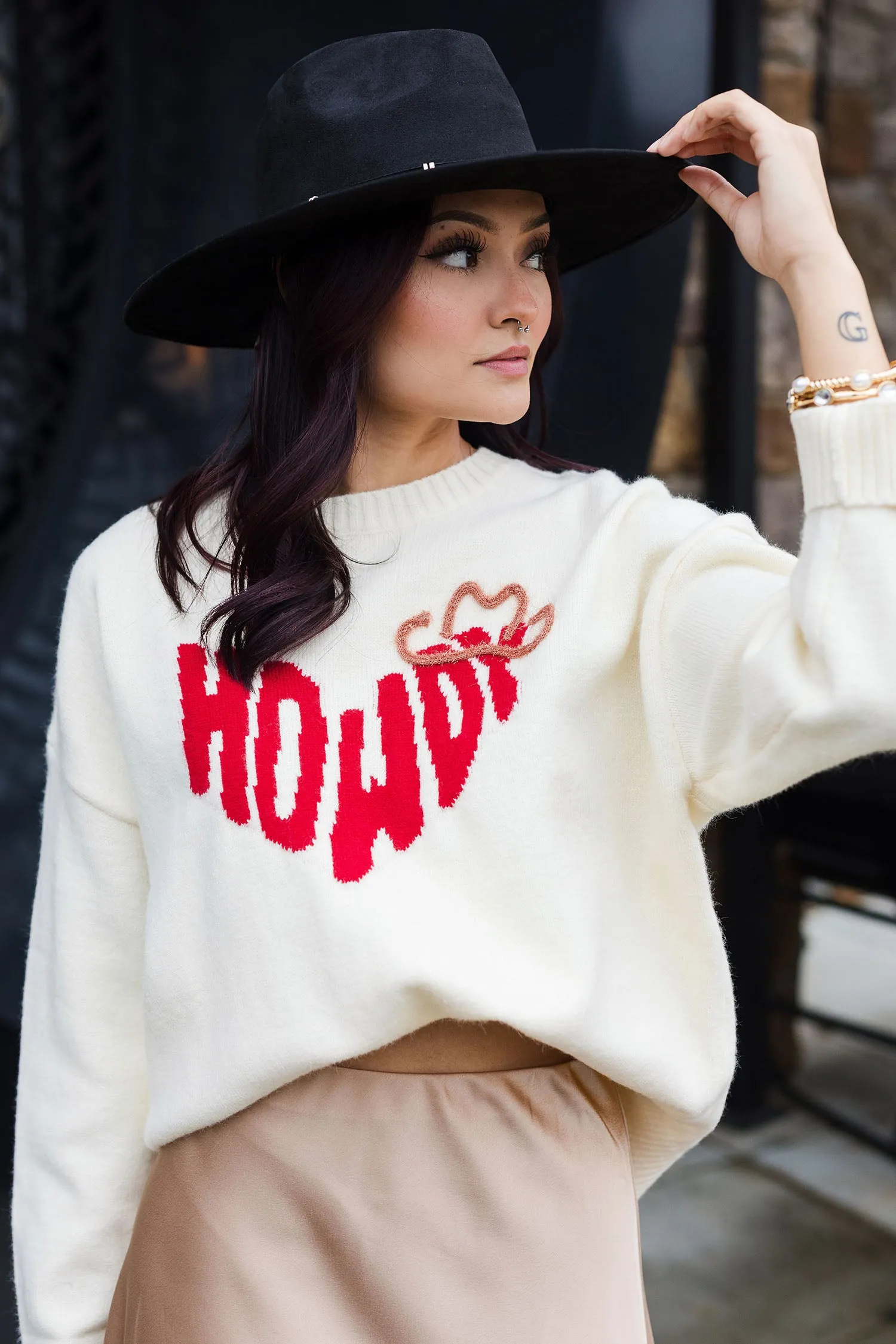 The Howdy Cream Knit Sweater