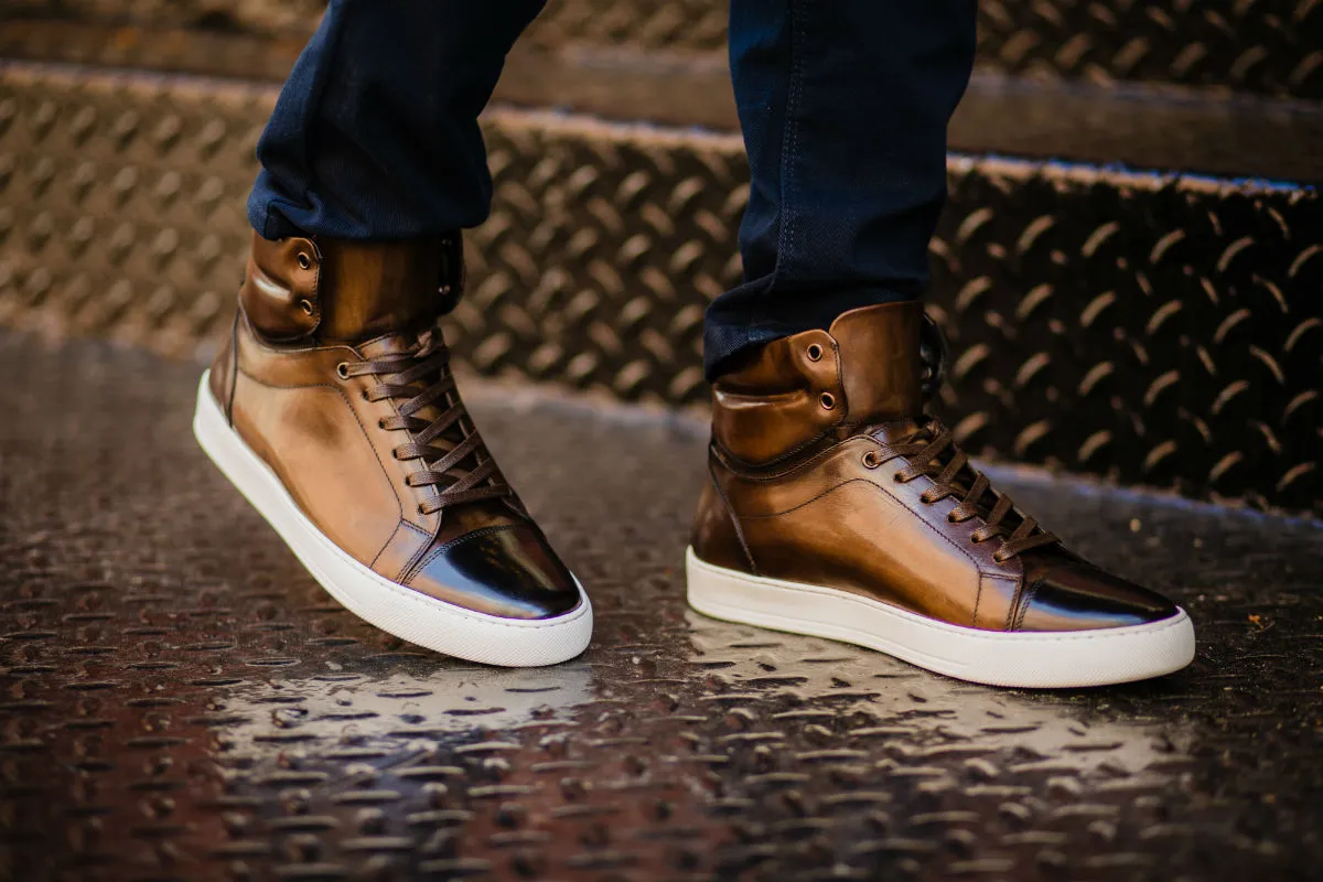 The Lewis High-Top Sneaker - Chocolate