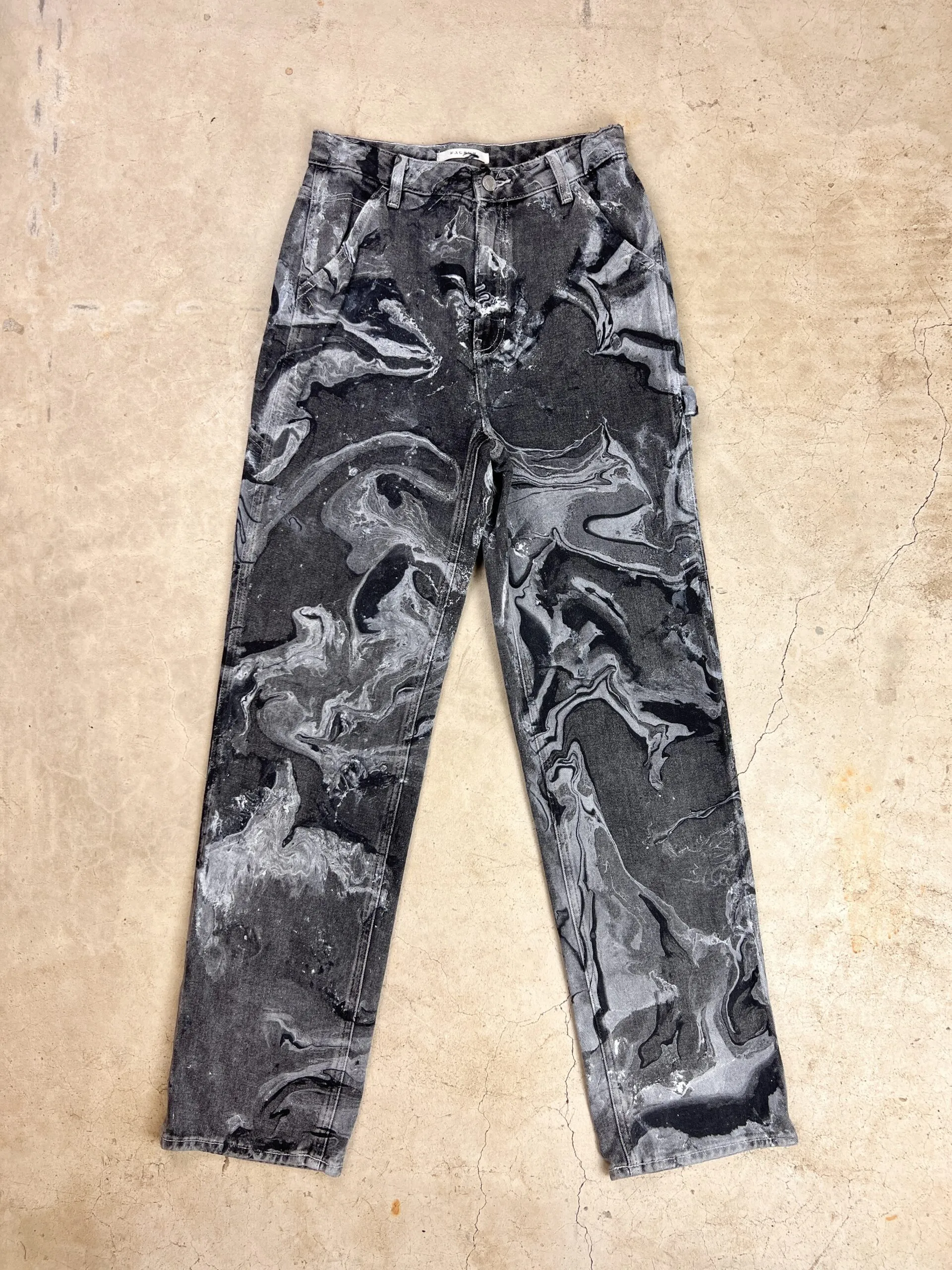 The Marble Painted Grey Carpenter Jeans - 27/28