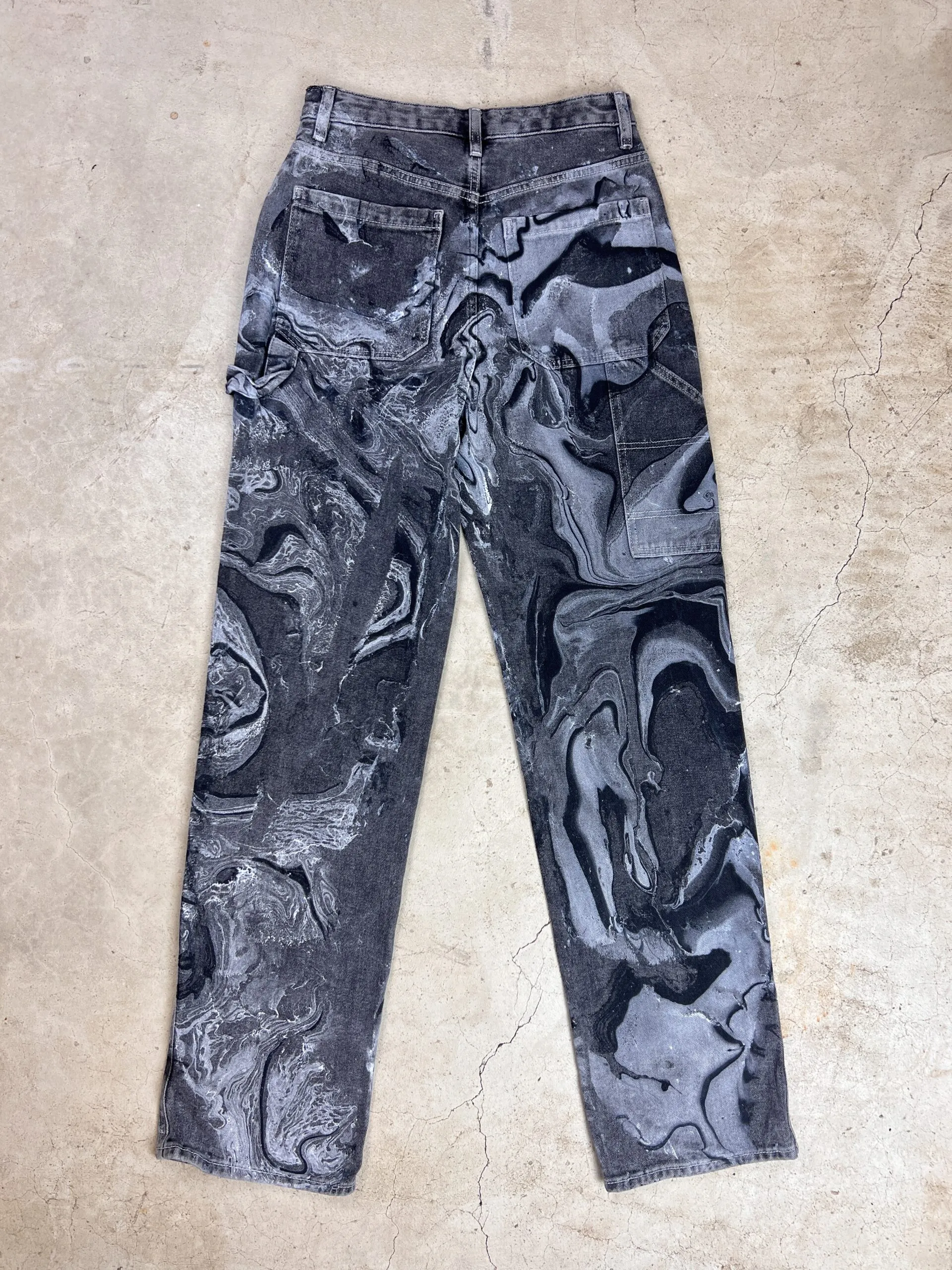 The Marble Painted Grey Carpenter Jeans - 27/28