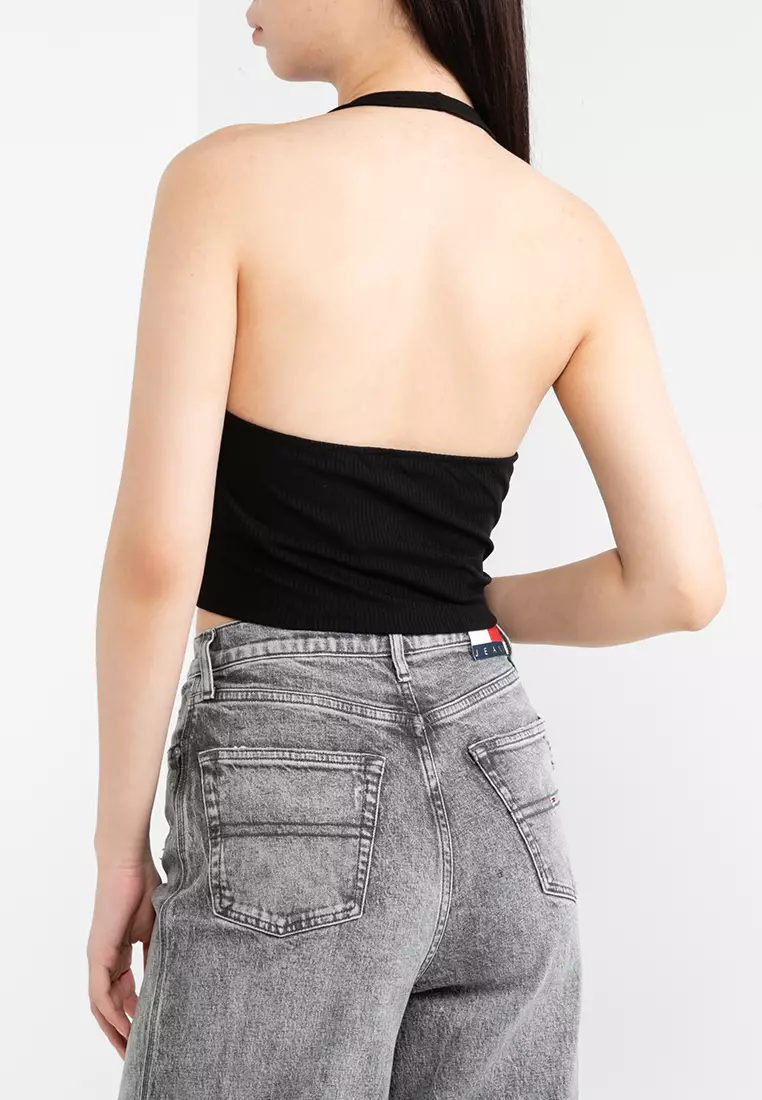 Tommy Hilfiger Gathering Halter Rib Top - Tommy Jeans