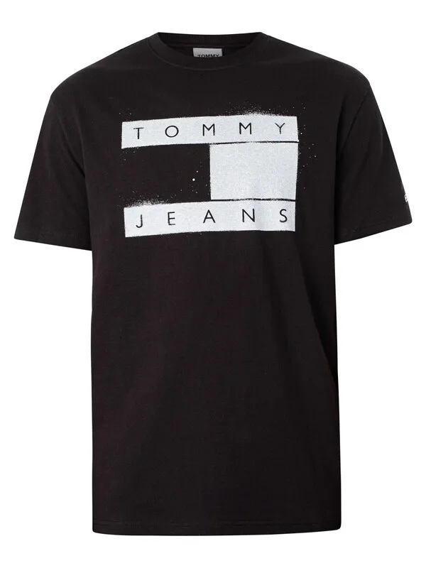 Tommy Jeans Classic Spray Flag T-Shirt - Black