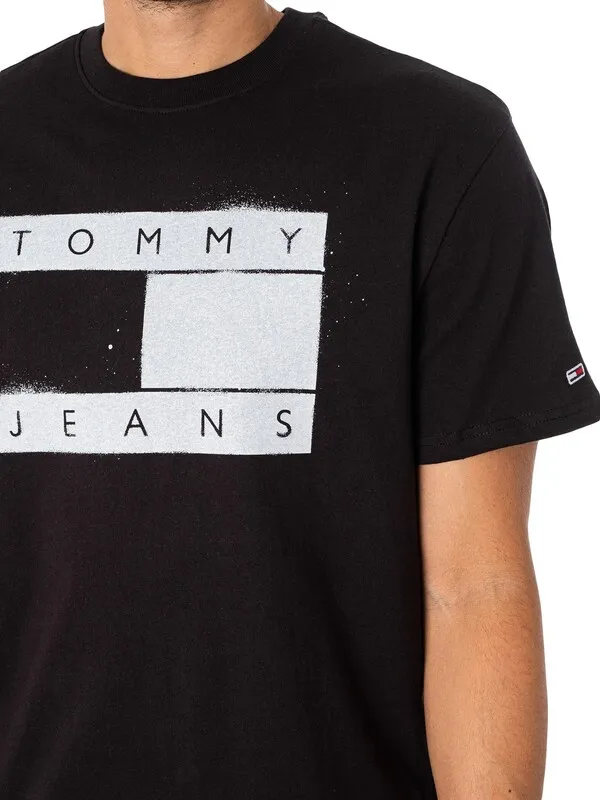 Tommy Jeans Classic Spray Flag T-Shirt - Black