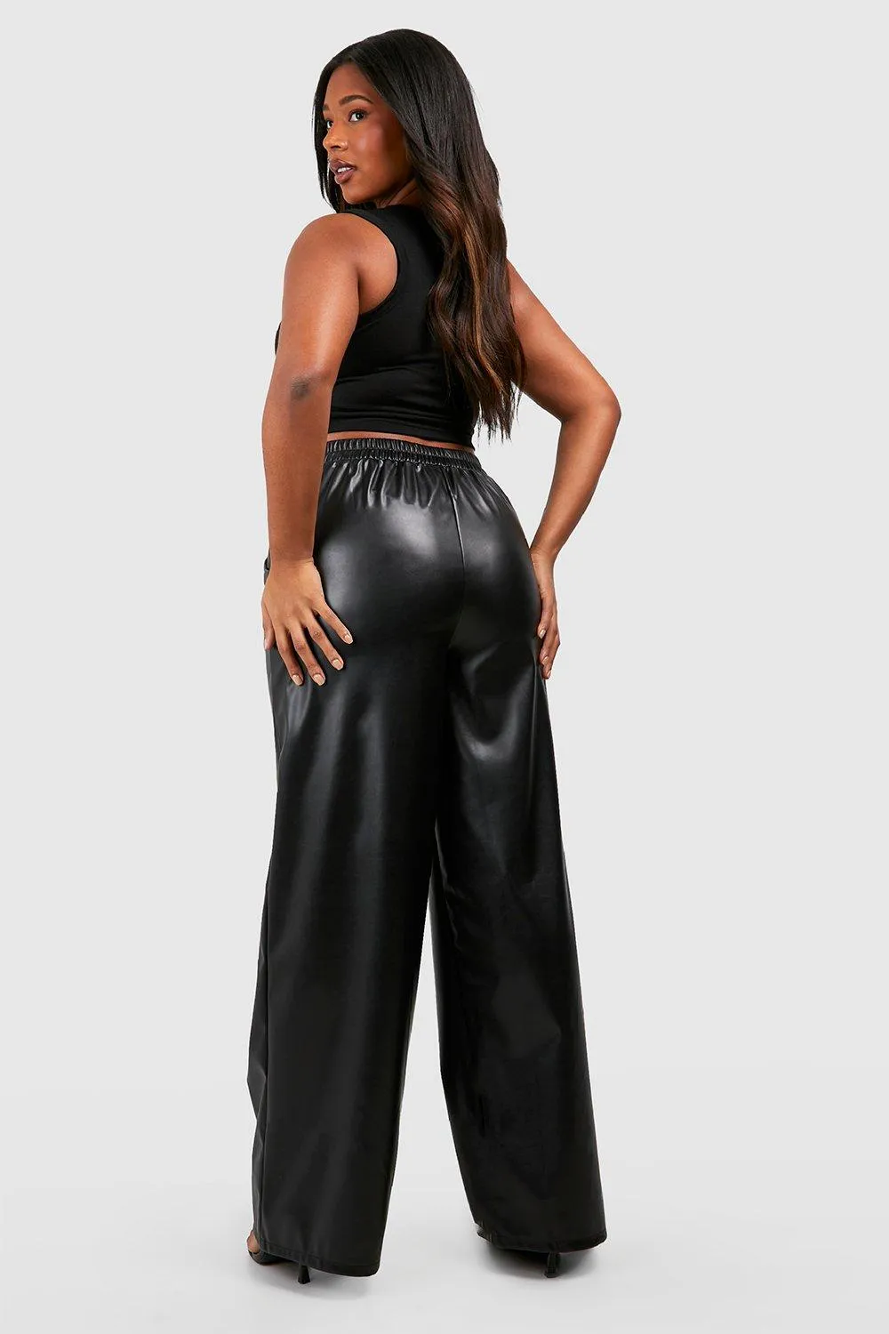 Trousers | Plus Pu Wide Leg Trousers | boohoo