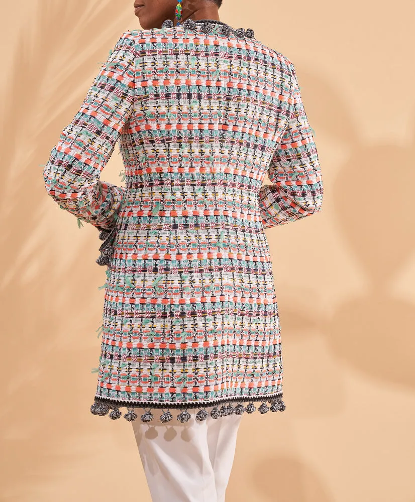 Typical Maison Common Signature Tweed Long Jacket With Print