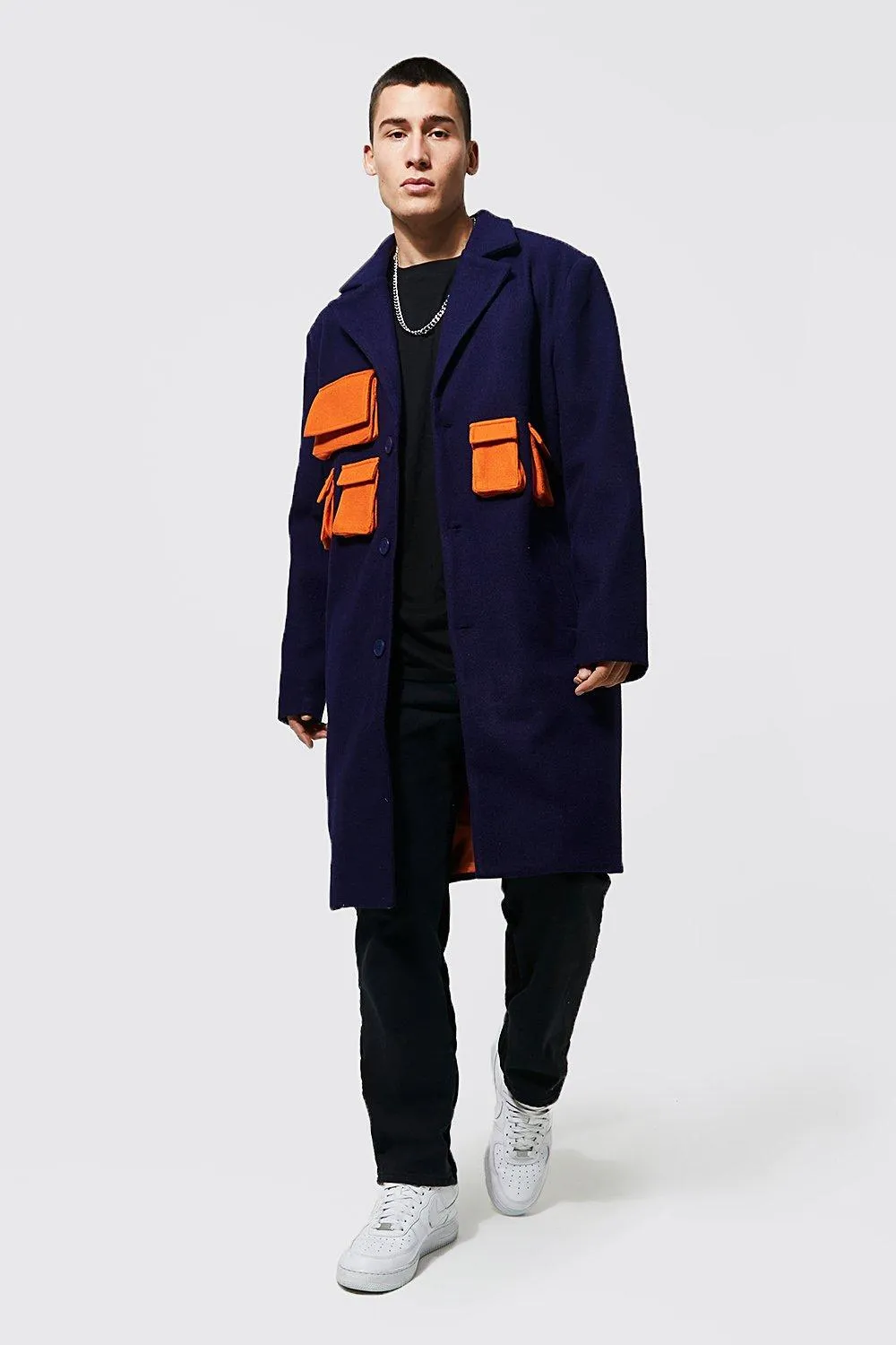 Utility Wool Look Overcoat | boohooMAN UK