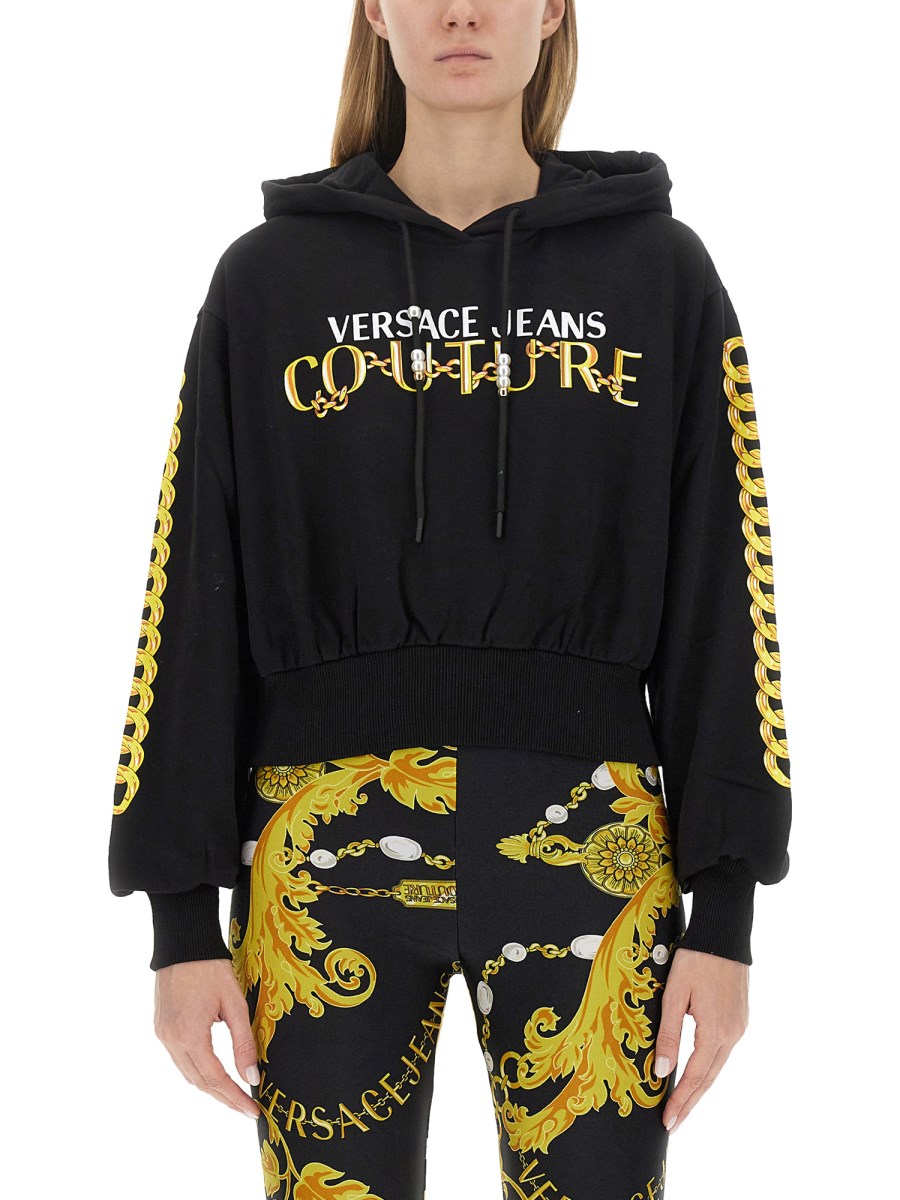 VERSACE JEANS COUTURE      FELPA IN COTONE CON STAMPA LOGO