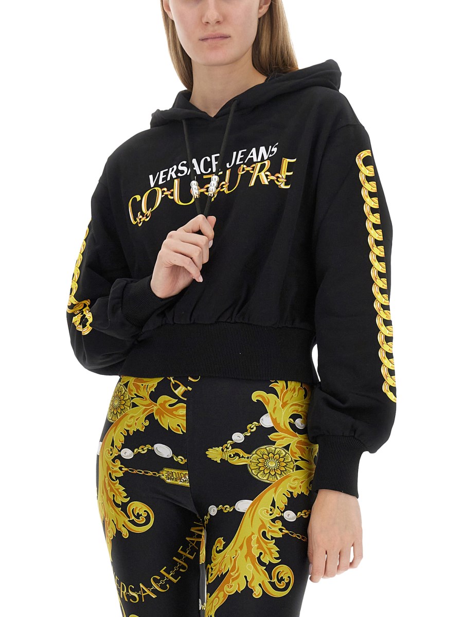 VERSACE JEANS COUTURE      FELPA IN COTONE CON STAMPA LOGO