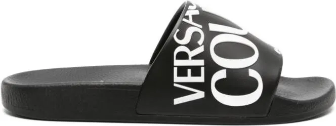 Versace Jeans Couture Shelly logo-embossed slides Black