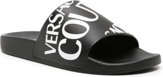 Versace Jeans Couture Shelly logo-embossed slides Black