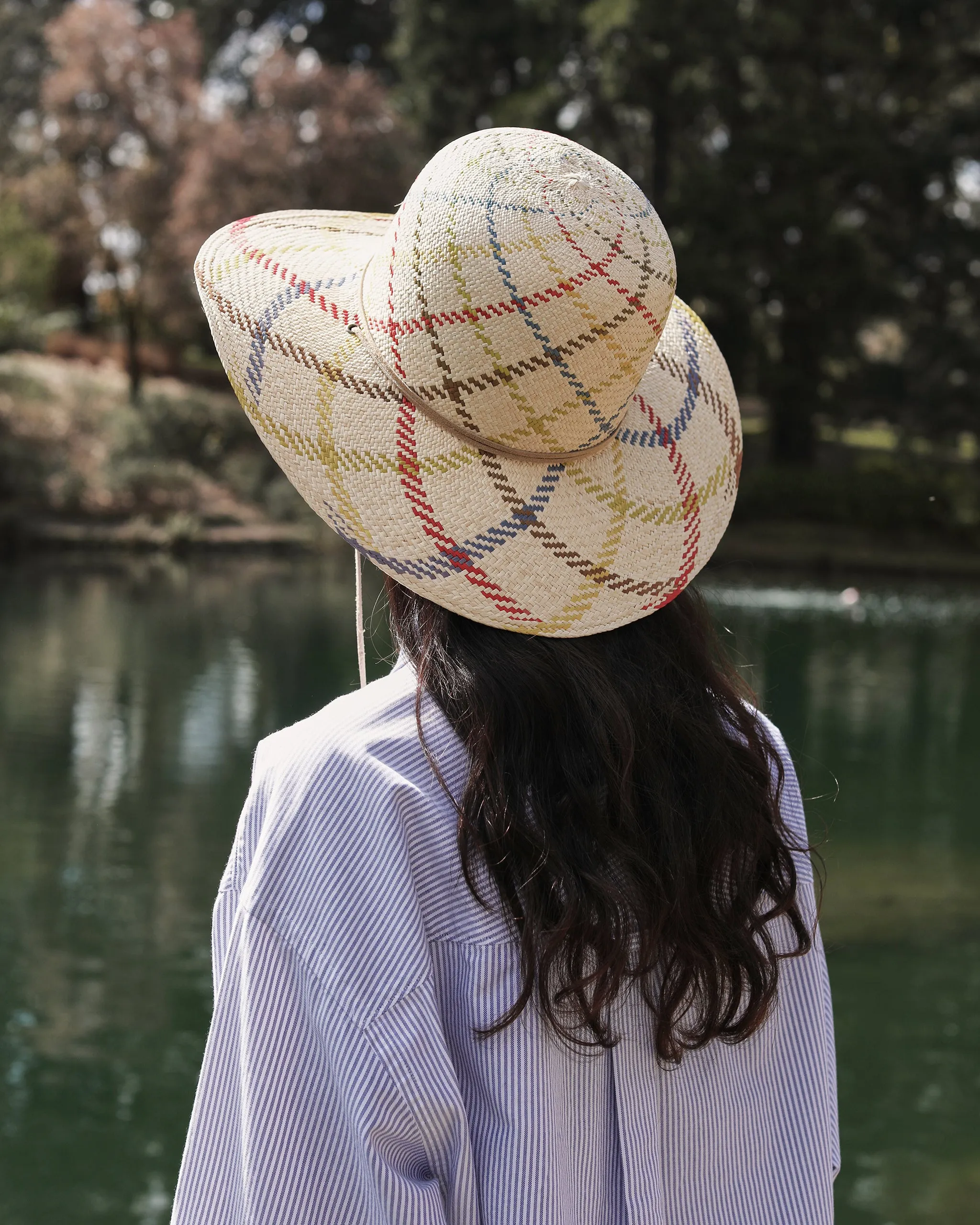 WALKING HAT IN CHECK PANAMA STRAW