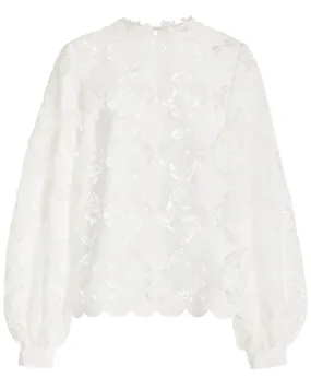 White Eyelet Gardenia Guipure Blouse