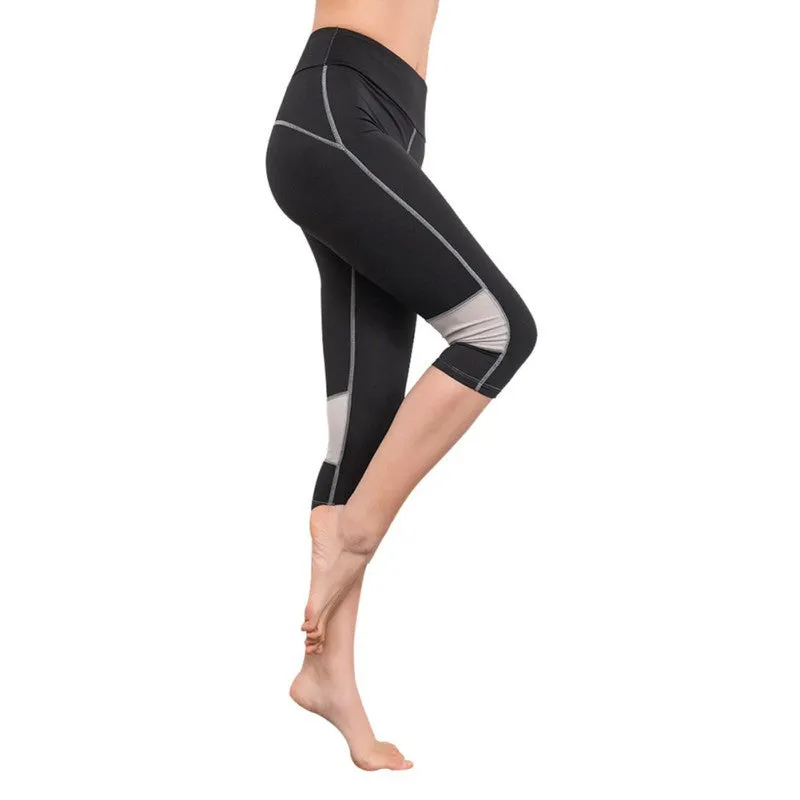 Women Casual Fitness Quick Drying Pants Exercise Knee-Length Slim Pants LY5 SM6