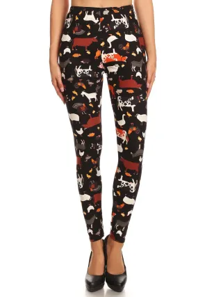 Women's 3X 5X Animal Cow Lamb Pattern Printed Leggings