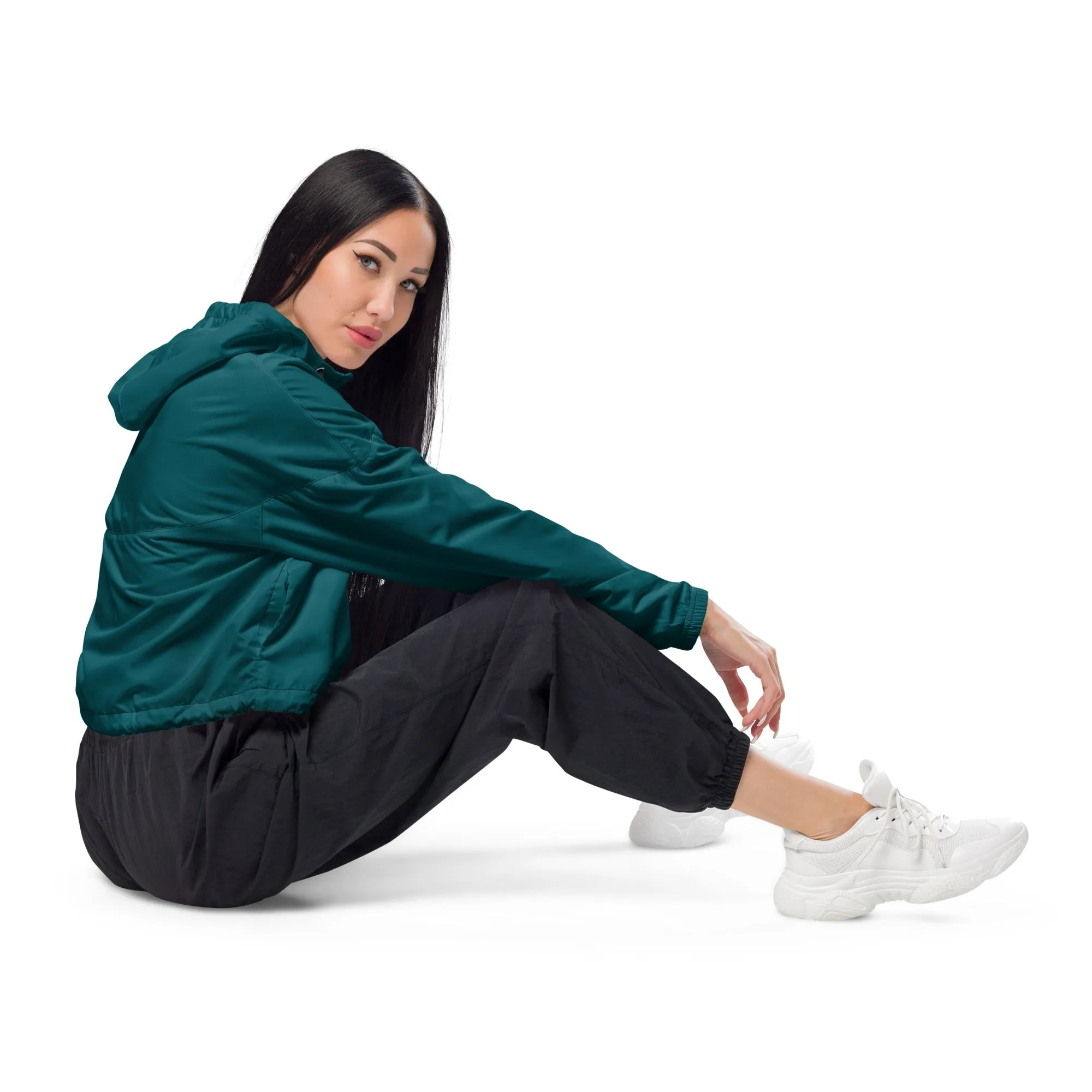 Women’s cropped windbreaker Sherpa Blue/Black