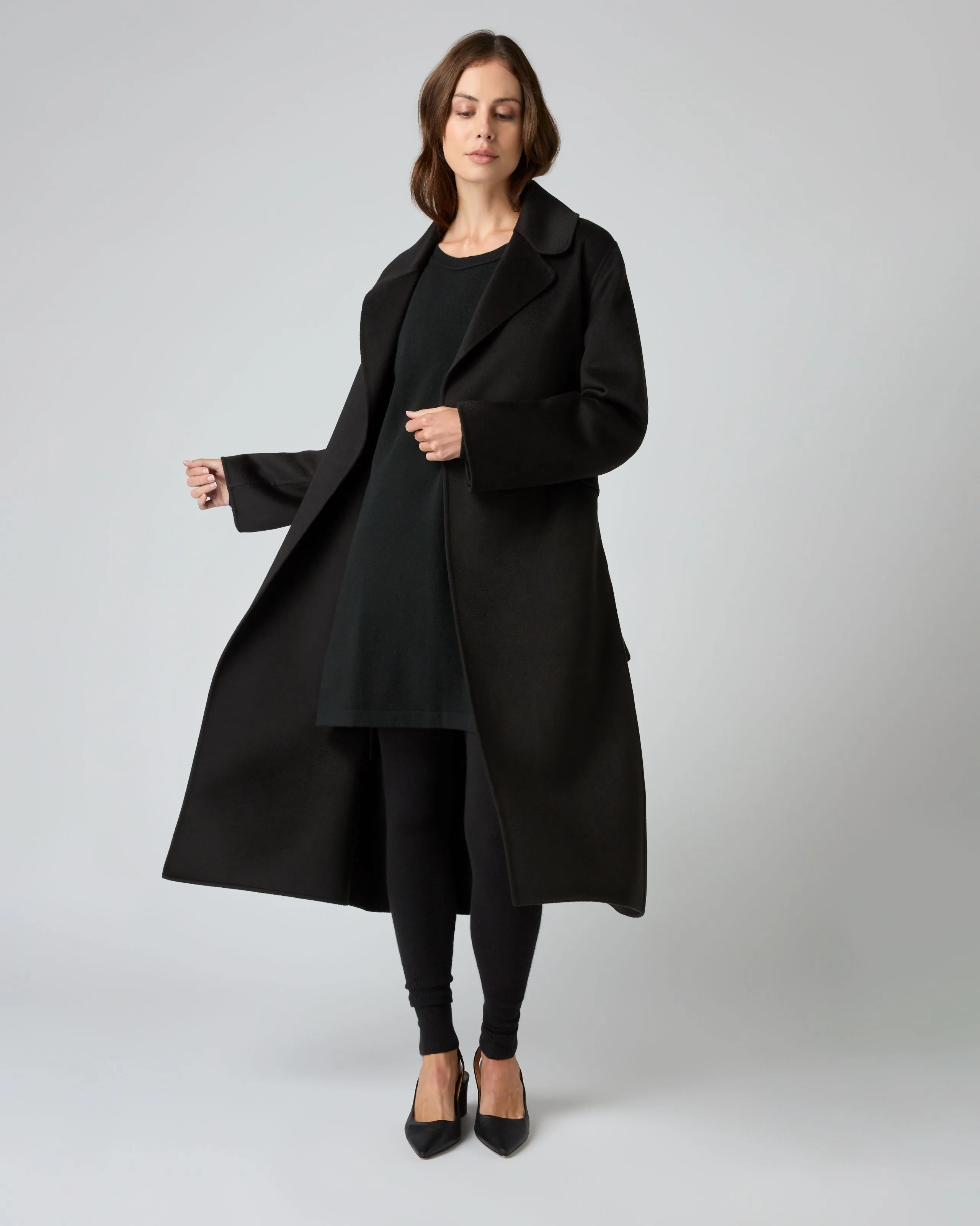 Women's Notch Lapel Cashmere Coat Black