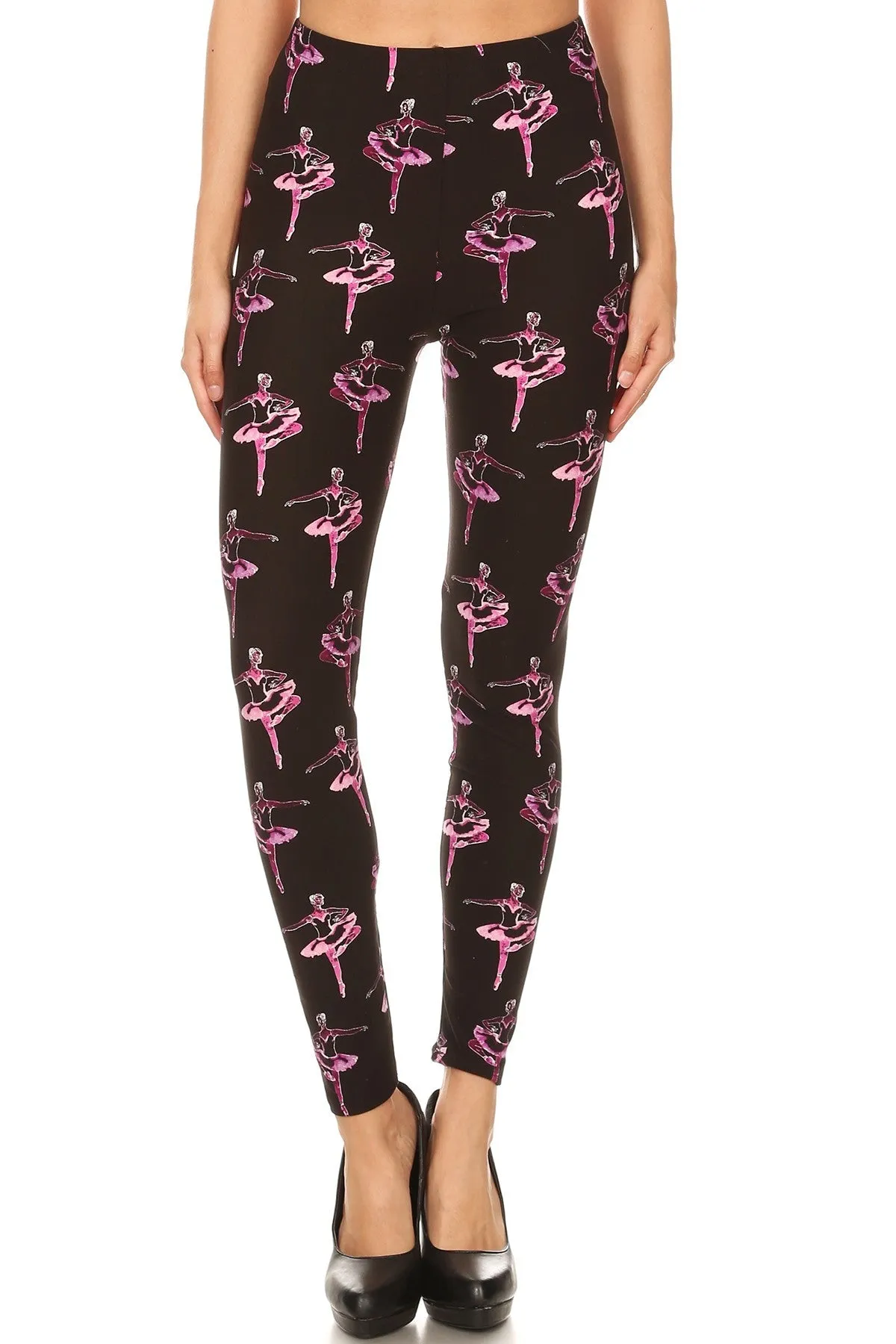 Women's Plus Ballerina Dance Music Ballet Pattern Printed Leggings