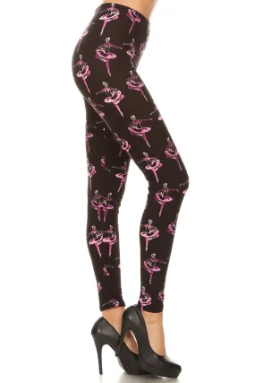 Women's Plus Ballerina Dance Music Ballet Pattern Printed Leggings