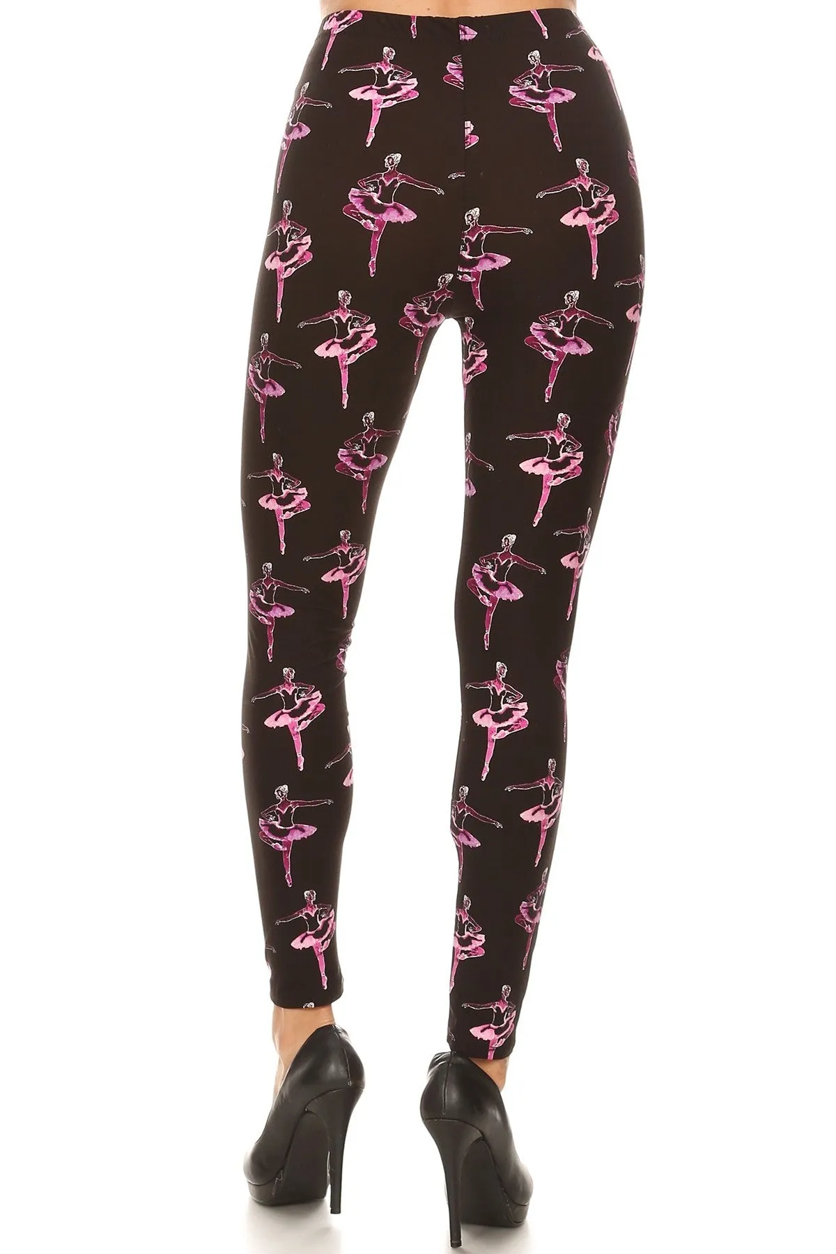 Women's Plus Ballerina Dance Music Ballet Pattern Printed Leggings