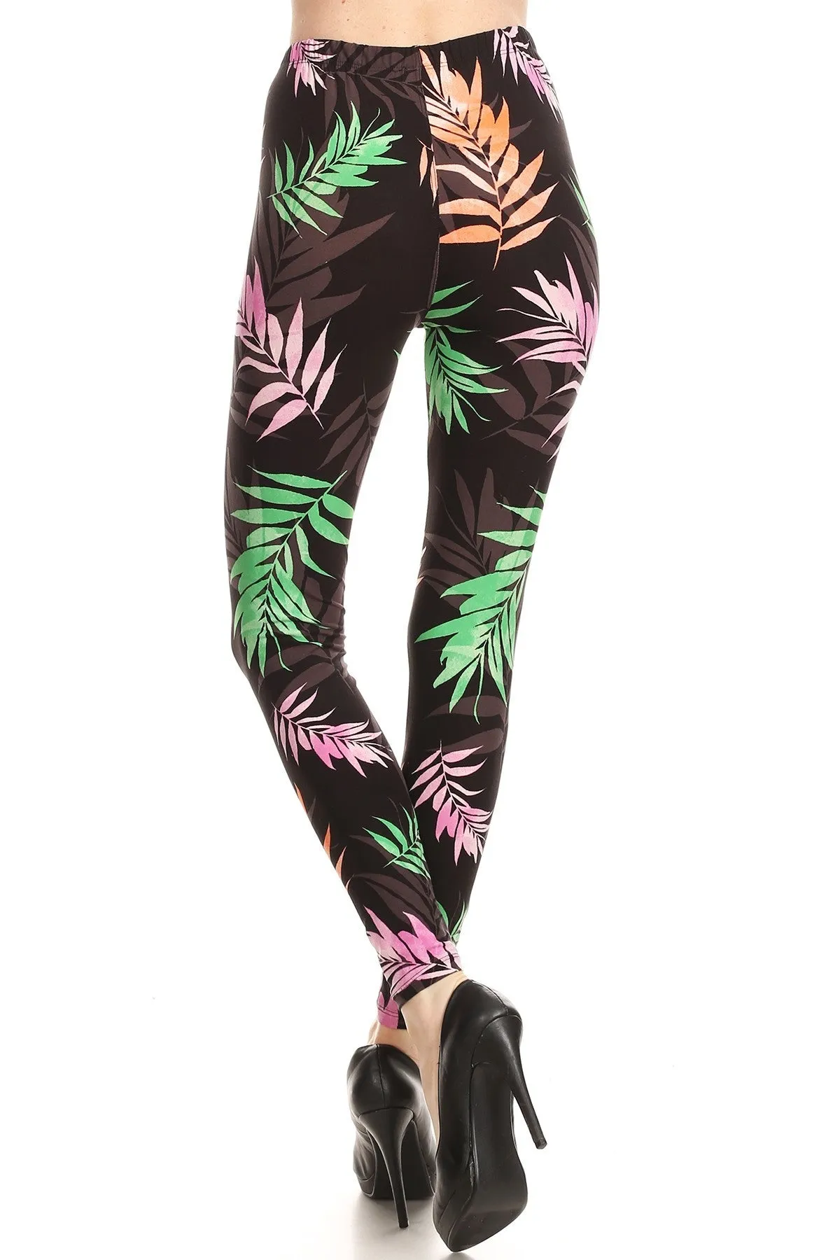 Women's Regular colorful Leaf Plant Pattern Printed Leggings