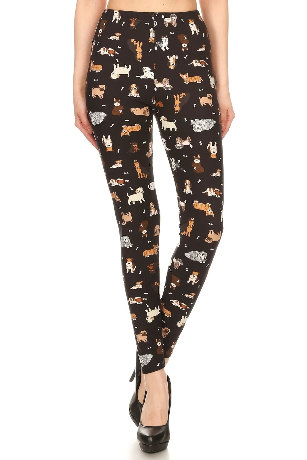 Women's Regular Cute Puppy Dog Pattern Printed Leggings