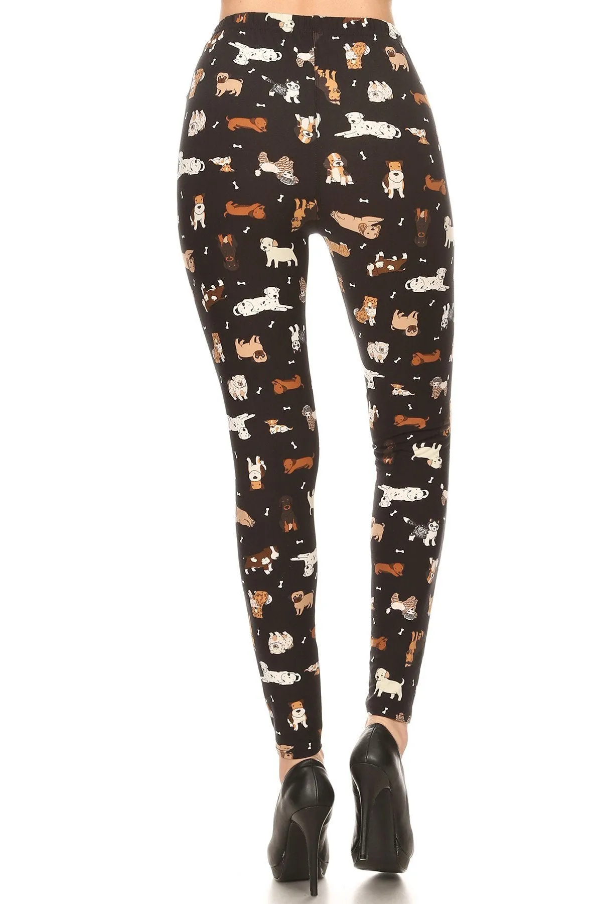 Women's Regular Cute Puppy Dog Pattern Printed Leggings