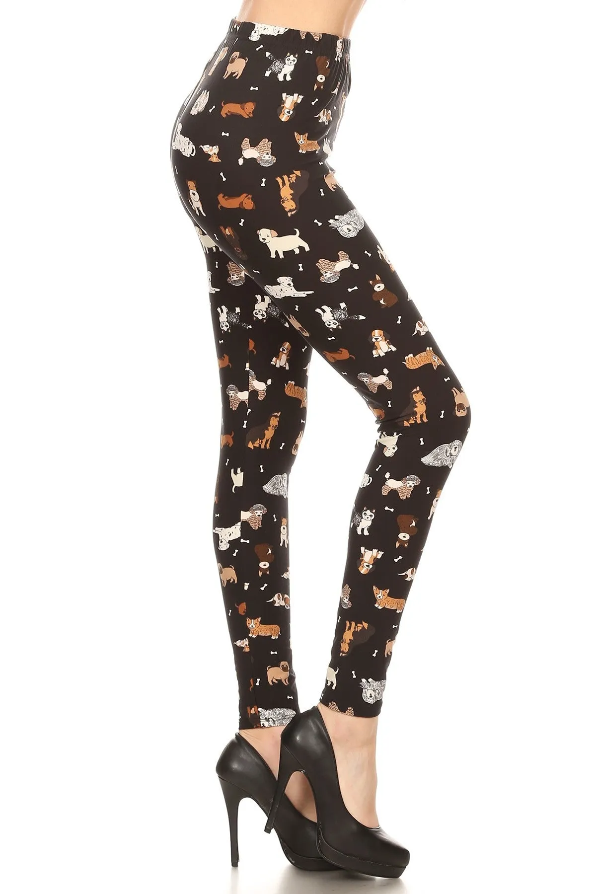 Women's Regular Cute Puppy Dog Pattern Printed Leggings