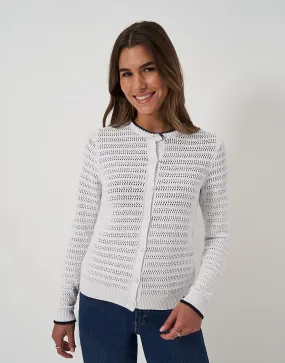 Women's Rya Stitchy Cardigan - Navy White from Crew Clothing Company