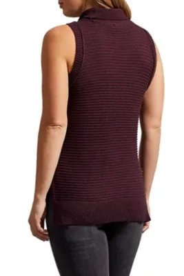 Women's Tribal Sweater Sleeveless Turtleneck Pullover Sweater