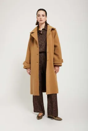 Wool-blend Midi Coat w/ Belt