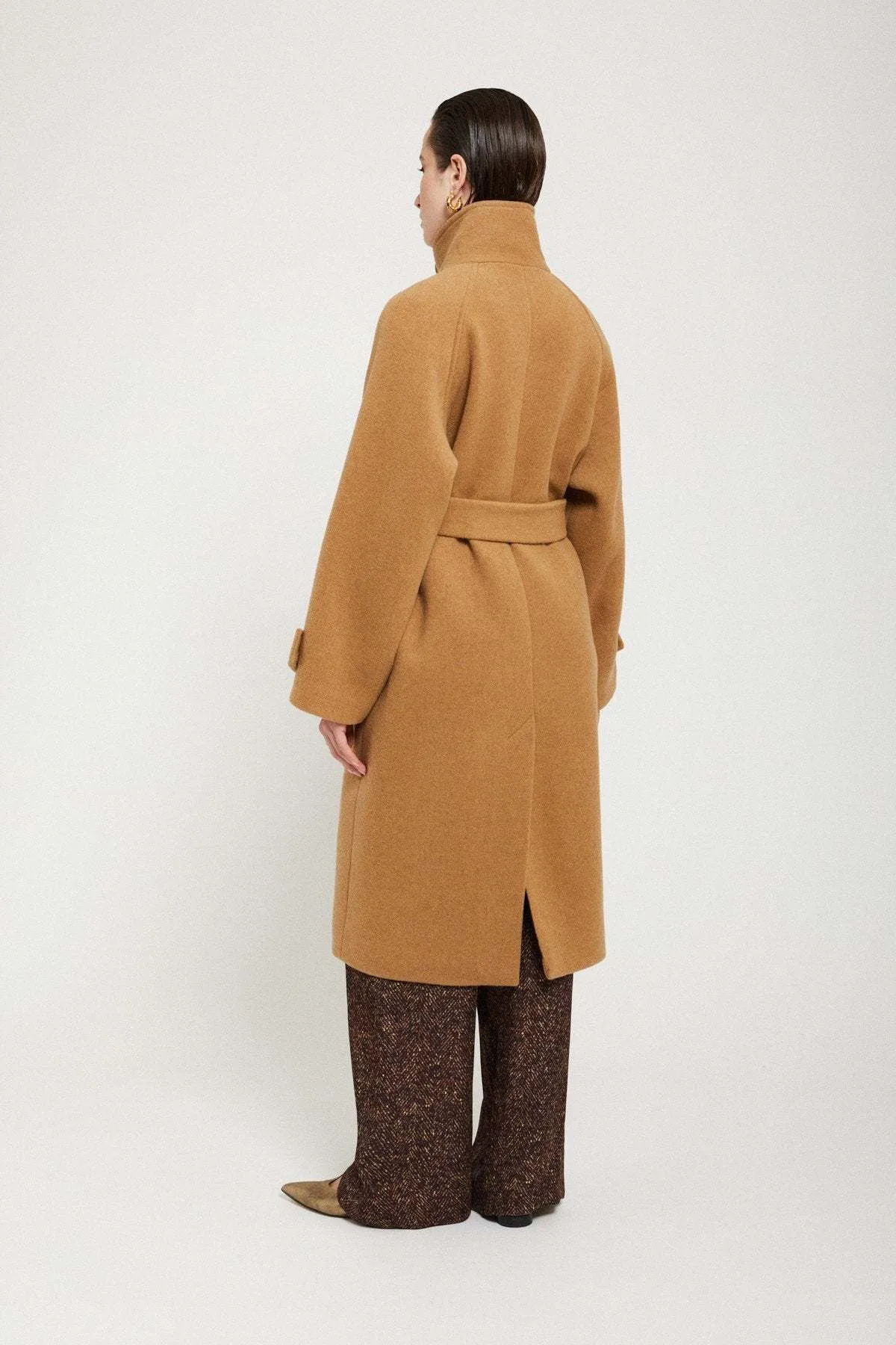 Wool-blend Midi Coat w/ Belt