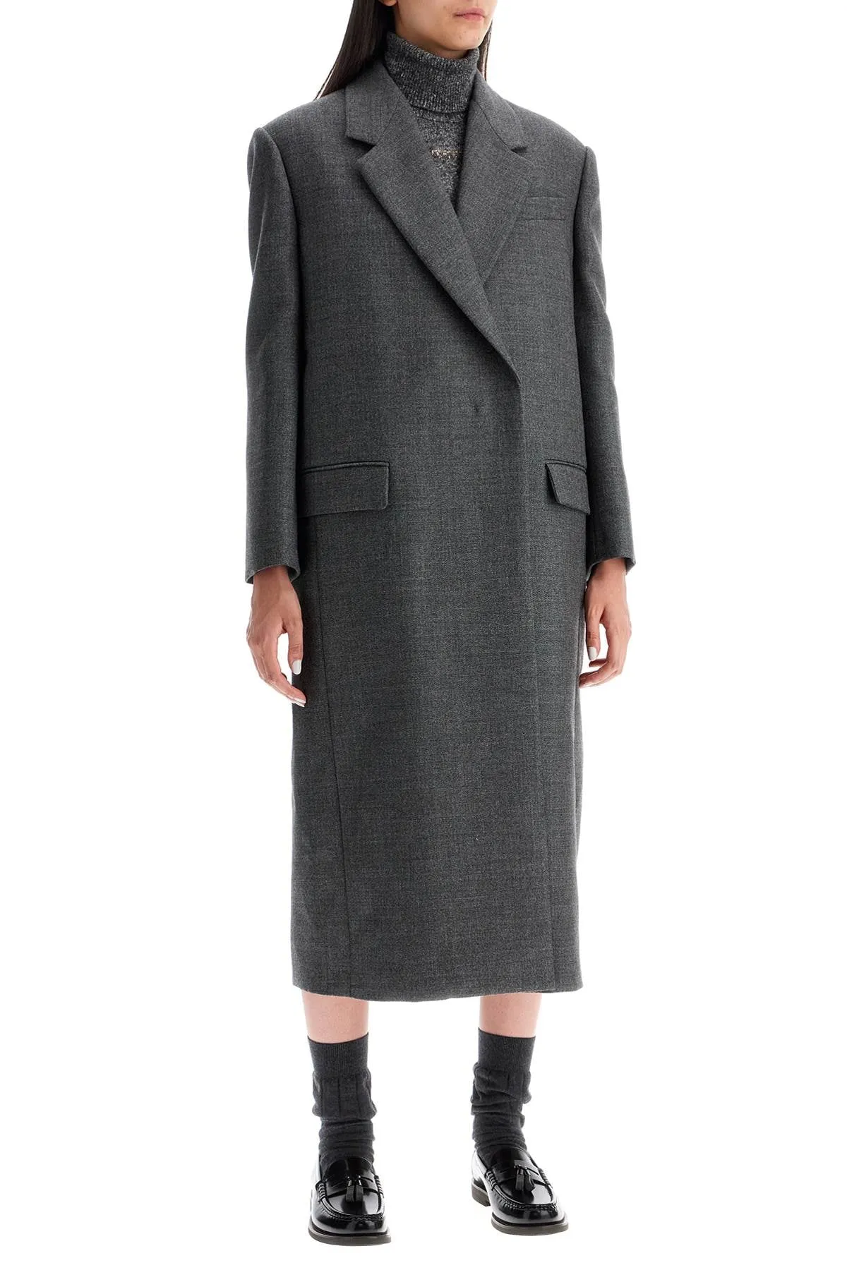 woolen overcoat in canvas fabric